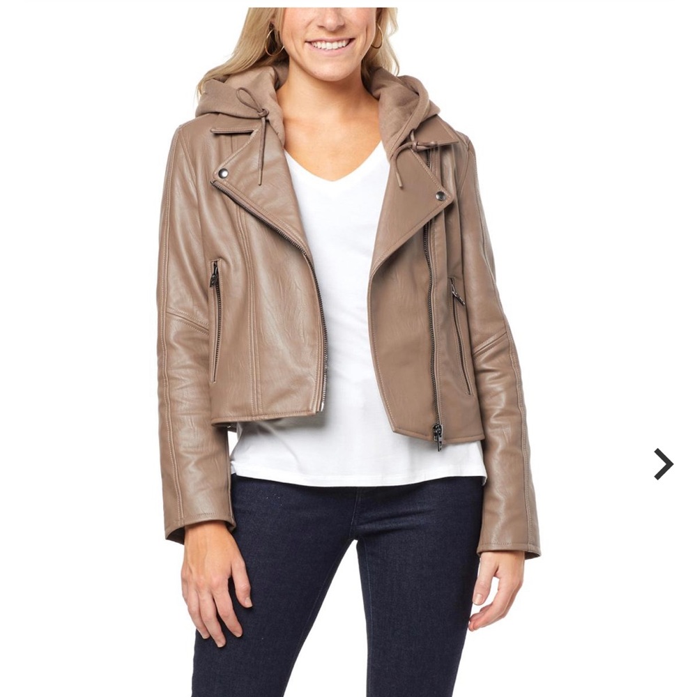 Blank NYC hooded Faux Leather Jacket